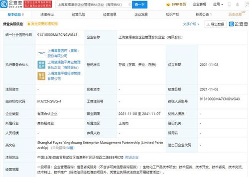 復星醫藥成立企業管理合伙企業,經營范圍含生物化工產品技術研發